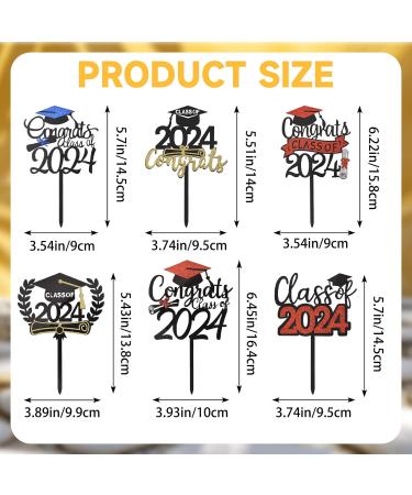 URROMA 2024 Graduation Cupcake Toppers Mixed Set 6pcs Happy Graduation Cake Topper Congratulations Cake Decorations for Graduation Ceremony - Buy Online on GoSupps.com