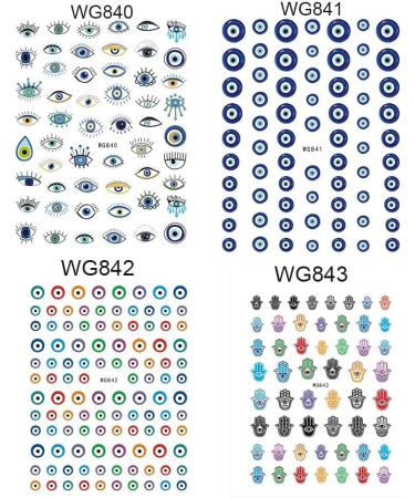 DIY Nail Decal Self-adhesive Design Easy to Apply Eye Evil Nail Art Sticker Lucky Blue Colorful 3D Nail Decals Evil Eye Nail Sticker(WG840) - Buy Online on GoSupps.com