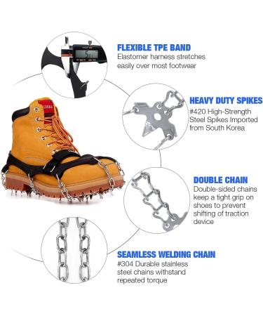 AUHIKE Crampons Ice Cleats Traction Snow Grips - Tear-Resistant Gasket, Safe for Hiking, Fishing, Jogging - Black Large - Buy Online on GoSupps.com