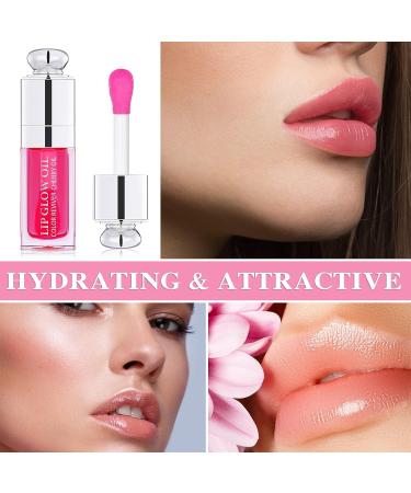 Hydrating Lip Plumping Oil Gloss Tinted Balm for Moisturizing and Repairing Dry Lips - Non-Sticky Formula with Big Brush Head - Transparent Lip Care Oil (015#) - Buy Online on GoSupps.com