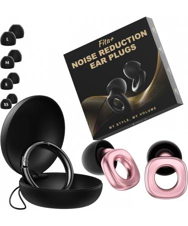 Fita+ Focus Earplugs for Noise Reduction up to 24dB- Soft & Reusable Ear Plugs Noise Cancelling for Hearing Protection and Noise Sensitivity - 8 Ear Tips in XS/S/M/L - Rosegold