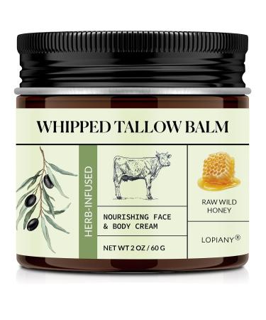 LOPIANY Beef Tallow for Skin Beef Tallow and Honey Balm All-Natural Face Body Moisturizer Nourishes and Hydrates the Skin Grass Fed Whipped Balm Infused with Raw Wild Honey 2oz