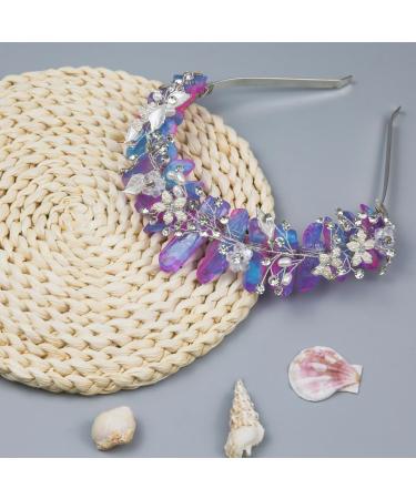 Bubbmi Raw Crystal Headband with Pearl Rhinestone for Women Girls Plastic gradation purple - Buy Online on GoSupps.com