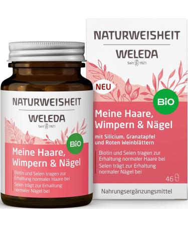 Buy WELEDA Natural Wisdom Hair Eyelash & Nails Supplement - Organic Biotin Selenium Silicon & Pomegranate for Beautiful Hair & Healthy Nails (46 Capsules) - Vegan & Gluten-Free - Buy Online on GoSupps.com
