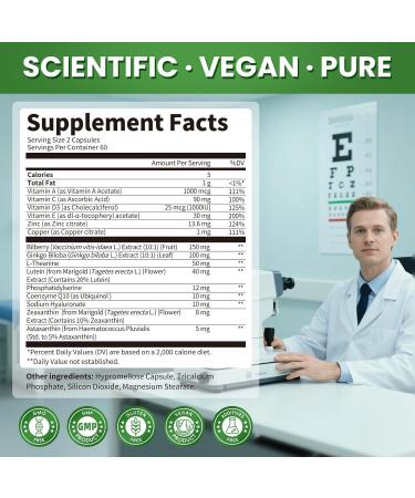 Lutein and Zeaxanthin Supplements - Advanced AREDS 2 Eye Vitamins - Bilberry Supplement for Eyes with Astaxanthin Ginkgo Biloba Sodium Hyaluronate - for Eye Health & Brain Support 120 Capsules 120 Count (Pack of 1) - Buy Online on GoSupps.com