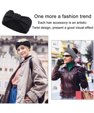 Winter Knitted Headband Women Girls Knit Headband Ladies Chunky Elastic Turban Head Wraps Ear Warmers Crochet Hairbands grey - Buy Online on GoSupps.com