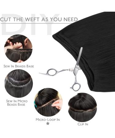 35cm 80g Deep Black Real Hair Extensions - Remy Sew In Wefts for Tresses | Breathe Easy Quality - Buy Online on GoSupps.com