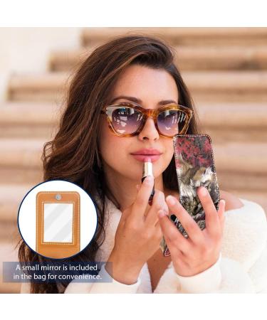 Buy Leather Lipstick Case Organizer with Mirror - Mini Lip Gloss Holder Bag | Fox Leaves Forest Design - International Shipping Available - Buy Online on GoSupps.com