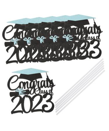 Alipis 6pcs 2023 Graduation Cake Decorating Class of 2023 Decorations Graduation Cake Decorations Ornament Congratulations Cake Decorations Graduation Season Paper Cup Glitter Paper Blue 15x14.3cm