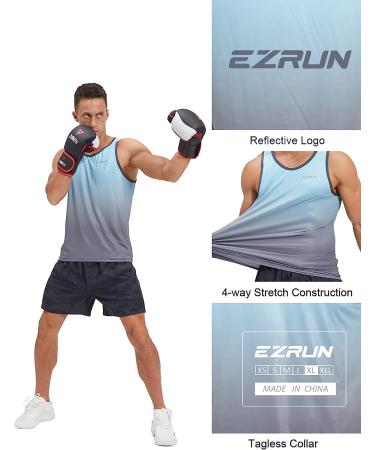 EZRUN Men's Quick Dry Sport Tank Top Blue Gradient - Large | Gym, Fitness, Running Shirt - Buy Online on GoSupps.com