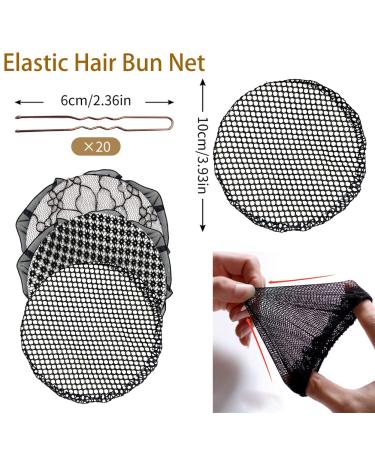 Shop Stylish Hair Network Bun - Mesh Hair Nets with Elastic Edge Reusable Includes 20 Golden Hairpins - Perfect Invisible Bun for Women (3 Pieces) - Buy Online on GoSupps.com