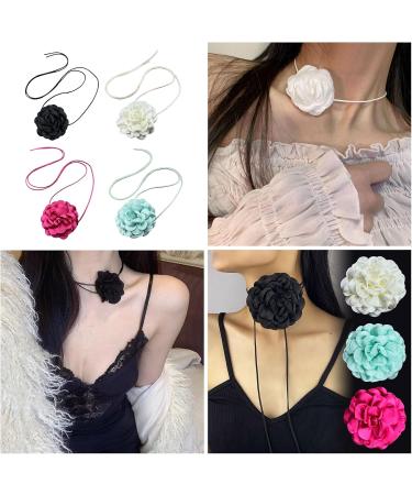 Shop Southjieling Fashionable Rose Necklace | Trendy Gothic Jewelry for Girls & Women - Pink Fabric Tie - Buy Online on GoSupps.com