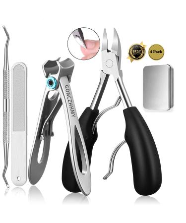 Toe Nail Clippers for Thick Nails Large Toenail Clippers for Ingrown Toenails or Thick Nails for Man Women Seniors Nail Clippers with Stainless Steel Professional Fingernail Clippers Set (Black)