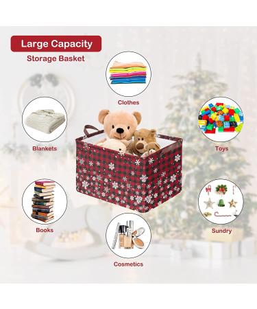 Christmas Snow Buffalo Storage Bin Basket - Collapsible Waterproof Canvas Cube for Toys, Clothes, Nursery - Gift Basket - Buy Online on GoSupps.com