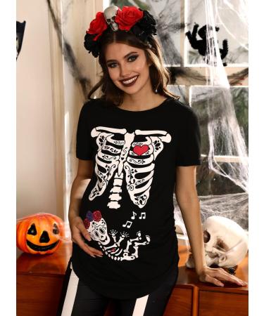 G and PL Halloween Pregnancy Top Maternity Funny Graphic Shirt - Rose Skull Baby Design - S-XXL - Buy Online on GoSupps.com