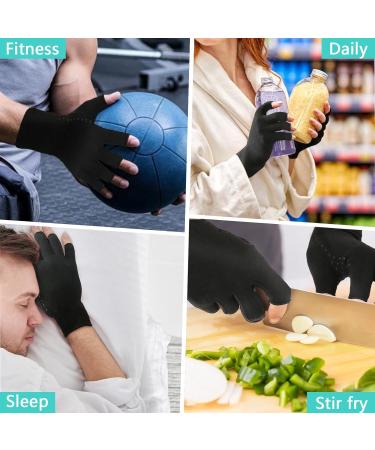 Compression Gloves for Arthritis Pain Relief - Anti-Slip Fingerless Gloves for Men & Women - Carpal Tunnel Support (Medium Black - Buy Online on GoSupps.com