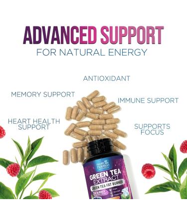 Green Tea Extract Capsules 1300mg - Standardized 45% EGCG & 98% Polyphenols - 3X Strength Green Tea Pills for Natural Energy - Herbal Supplement with Heart & Antioxidant Health Support - 60 Capsules 60 Count (Pack of 1) - Buy Online on GoSupps.com