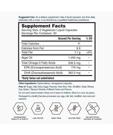 Nature's Lab Gold Plant-Based Omega-3-60 Liquid Capsules - Buy Online on GoSupps.com