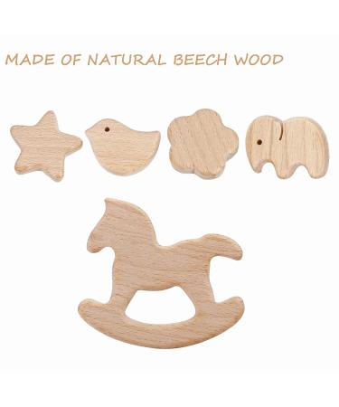 PandaEar Silicone Pacifier Clips 4 Pack for Boys and Girls - Baby Binky Holder Strap with Wooden Teething Toy - Universal Fit for Teethers - Gender Neutral - Buy Online on GoSupps.com