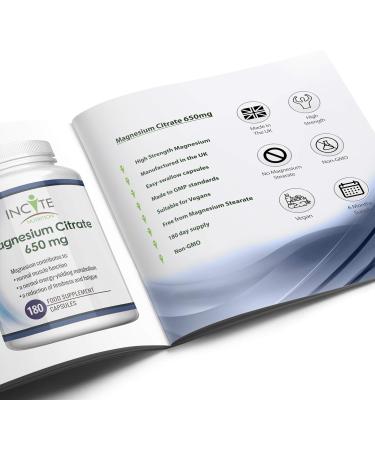 High Strength Magnesium Citrate 650mg | 180 Vegan Capsules | 6 Month Supply | Made in UK by Incite Nutrition - Buy Online on GoSupps.com