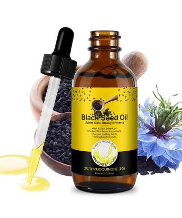 Organic Black Seed Oil - 100% Pure Natural & Cold Pressed Liquid Black Cumin Seed Oilwith Omega 3 6 9 Antioxidant and Thymoquinone for Hair Growth