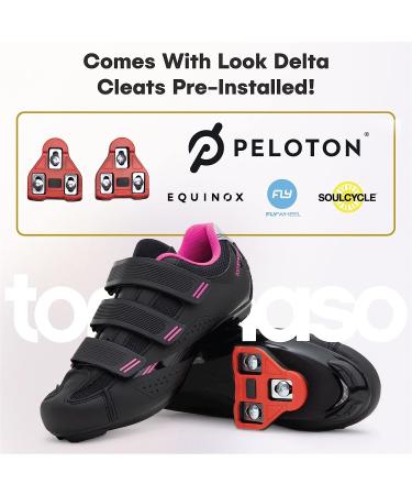 Tommaso Pista Women's Indoor Cycling Shoes Bundle - Black/Pink, Size 8 | Breathable & Comfortable Spin Shoes for Women - SPD & Look Delta Compatible - Buy Online on GoSupps.com