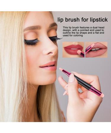 Lip Gloss Brush | Travel Makeup Brush Dual-ended Lipstick Blending Brush Round And Flat Head Makeup Brush With Dust-Proof Lid - Buy Online on GoSupps.com