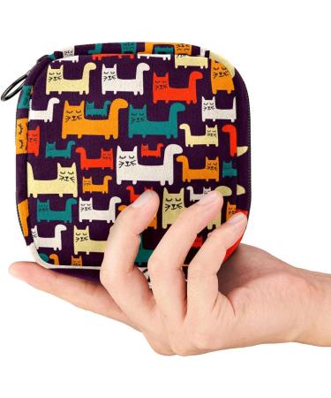 Cat Animal Print Sanitary Napkin Storage Bag and Menstrual Cup Pouch - Portable Girls Organizer in Multicoloured 09 - Buy Online on GoSupps.com