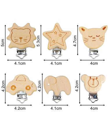 Shop Tallkeey 6 Pieces Wooden Pacifier Clips - Baby Dummy Nipple Holders & Pacifier Chains for Safe & Stylish Allowance - Buy Online on GoSupps.com