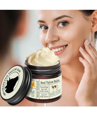  Mimoqk Tallow Face Moisturizer 50g Beef Tallow Cream Organic Hydrating Balm Enriched with Wild Honey Nourishing for Dry & Tight Skin Face & Body Use - Buy Online on GoSupps.com