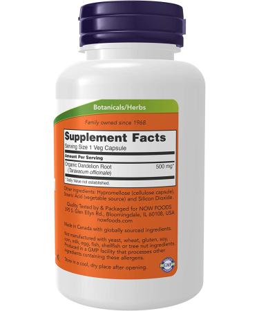 Now Foods Dandelion Root 500 mg - 100 Veg Capsules | Natural Detox & Digestive Support - Buy Online on GoSupps.com