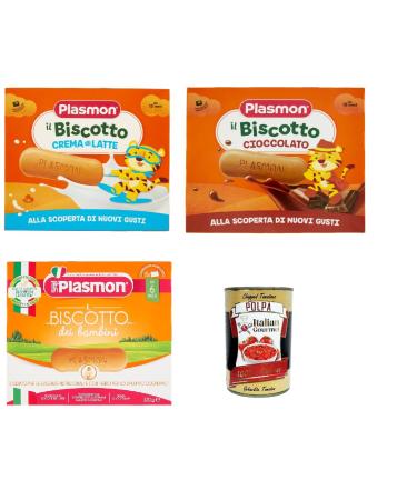 Italian Gourmet E.R. Plasmon test pack Classic biscuit chocolate and milk cream 12 m + 3 x 320 g + Italian Gourmet pulp 400 g