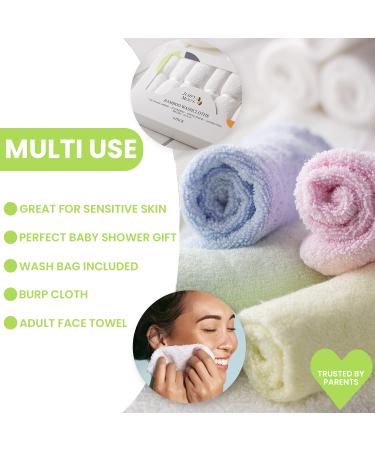 JM Bamboo Baby Washcloths - 8 Pack Soft Baby Face Towels for Sensitive Skin | 25x25cm Washcloth Set with Clothes Bag - Ideal for Children - Buy Online on GoSupps.com