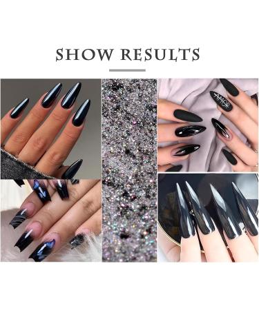 Black Chrome Nail Powder - Holographic Mirror Effect Gel & Glitter for Stunning DIY Manicures - Buy Online on GoSupps.com