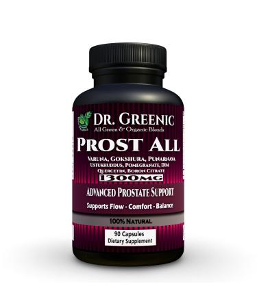 Dr. Greenic Prost All Advanced Prostate Support & Herbal Blend | Varuna Punarnava Gokshura Lavender DIM Pomegranate Quercetin & Boron | Saw Palmetto Free | 90 Capsules