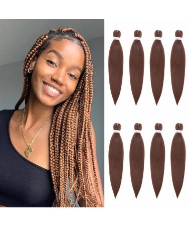 Xtrend EZ Pre Stretched Braiding Hair 20 Inch 8 Packs Dark Brown Pre Stretched Crochet Braiding Hair Professional Synthetic Hair Extension Yaki Texture Braiding Hair for Crochet Twist Braids 30# 20 Inch (Pack of 8) 30#