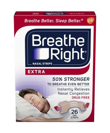 Breathe Right Nasal Strips to Stop Snoring, Drug-Free, Extra Tan, 78 Count (26 Each, Pack of 3) 26 Count (Pack of 3) 3pack (Extra Tan, 26 Count)