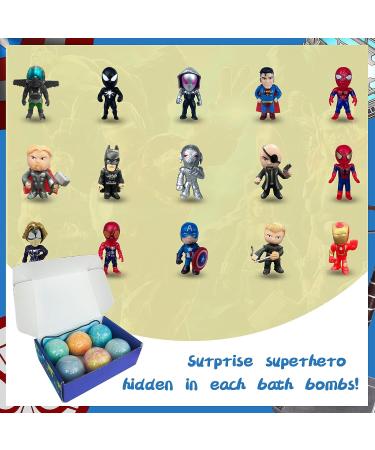 Kids Superhero Surprise Bath Bombs - 6 Pcs Organic Fizzies for Boys & Girls | Handmade, Safe & Fun | Birthday & Christmas Gifts - Buy Online on GoSupps.com