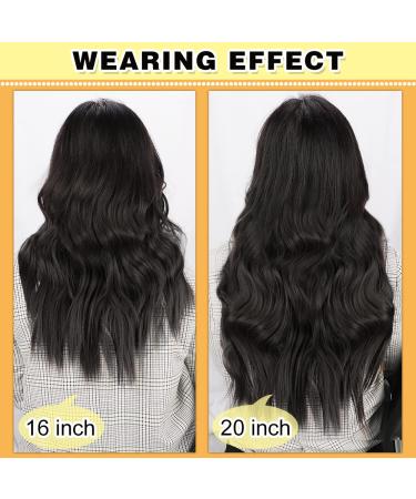 Deethens 20 Clip in Beach Wavy Hair Extensions - Synthetic Bouncy Curly Hairpieces for Women in Moss Brown - Buy Online on GoSupps.com
