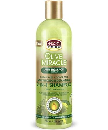African Pride Olive Miracle Anti-Breakage 2 in 1 Shampoo and Conditioner 355ml - Prevent Breakage, Nourish Hair - Buy Online on GoSupps.com