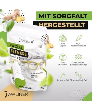 Jawliner Fitness Kaugummi - Hard Chewing Gum for Jawline & Mewing - Ginger Lime Flavor - 6 Monthly Packs (3 Pack) - Best International Shipping - Buy Online on GoSupps.com