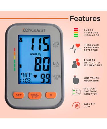 Buy Konquest Automatic Blood Pressure Monitor - XL Cuff (12.5" to 19") - Large Display & Irregular Heartbeat Detector - International Shipping Available - Buy Online on GoSupps.com