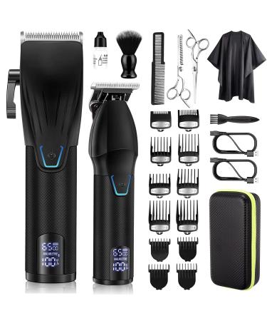Karrte Professional Hair Clippers and Trimmer Kit for Men,Barber Clipper Set Cordless Hair Cutting,Beard Trimmer Grooming Haircut Kit Black