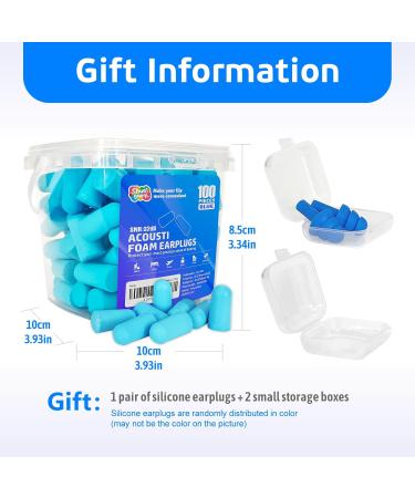 100 Pcs Soft Foam Ear Plugs | Noise Cancelling for Sleep Study & Travel | Blue Disposable Earplugs - Buy Online on GoSupps.com