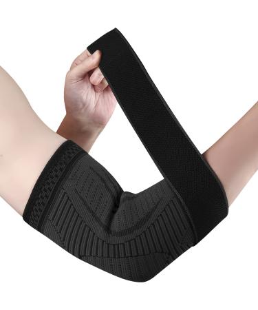 Ellenbogen bandage for women and men 1 pieces compression elbow bandage adjustable elbow support for left and right hand tennis elbow golf ellbogen arthritis tendinitis (black m) m black