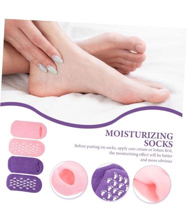 DOITOOL 4 Pairs Gel Socks Moisturizing Heel Sleeves Spa Use Socks Lotion Socks Heel Socks for Dry Cracked Feet Spa Sock Features Socks for Women Cotton Yarn Women's Essential - Buy Online on GoSupps.com