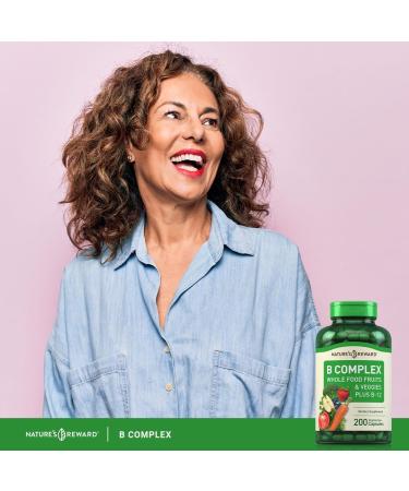 Piping Rock B Complex Vitamin for Women and Men | 200 Capsules | Fruit and Vegetable Blend with B12 B6 Folate & Biotin | Vegetarian Non-GMO Gluten Free - Buy Online on GoSupps.com
