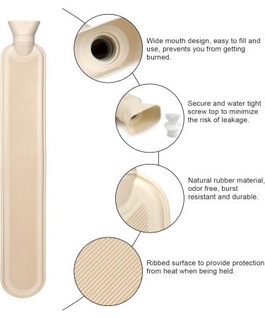 Large 2L Long Hot Water Bottle with Fluffy Faux Fur Cover - Dark Grey | Ideal for Neck, Waist, Abdomen, Legs - Buy Online on GoSupps.com