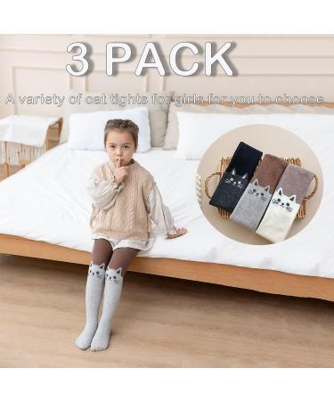 Silkglory Girls 3PCS Glitter Print Tights | Seamless Cotton Pantyhose 2-12 Years | Grey/Black/White - Buy Online on GoSupps.com