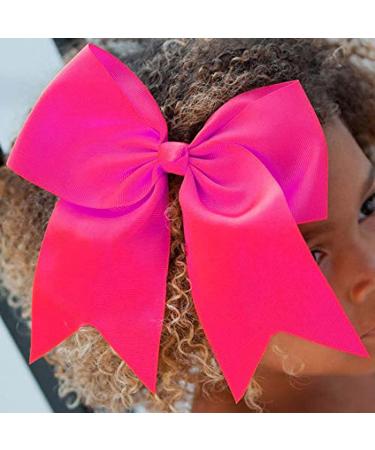 CEELGON 8 Large Pink Cheer Bows Ponytail Holders - Set of 12 | Grosgrain Ribbon Hair Ties for Teens, Women, Girls | Ideal for Cheerleaders and Sports - Buy Online on GoSupps.com